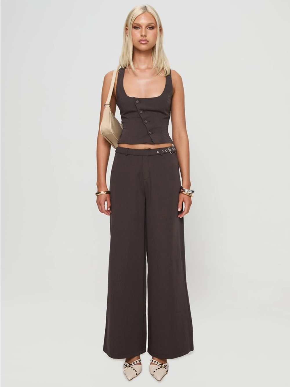 Princess Polly Chocolate Brown tank vest and pant set